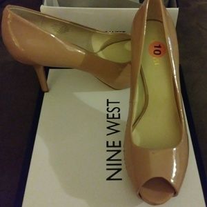 NineWest Womens Nude Peep Toe Platform heel